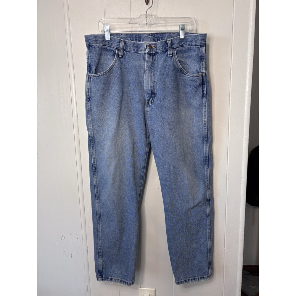 Men's Rustler Blue Work Jeans 36x29 Regular Fit Straight Denim